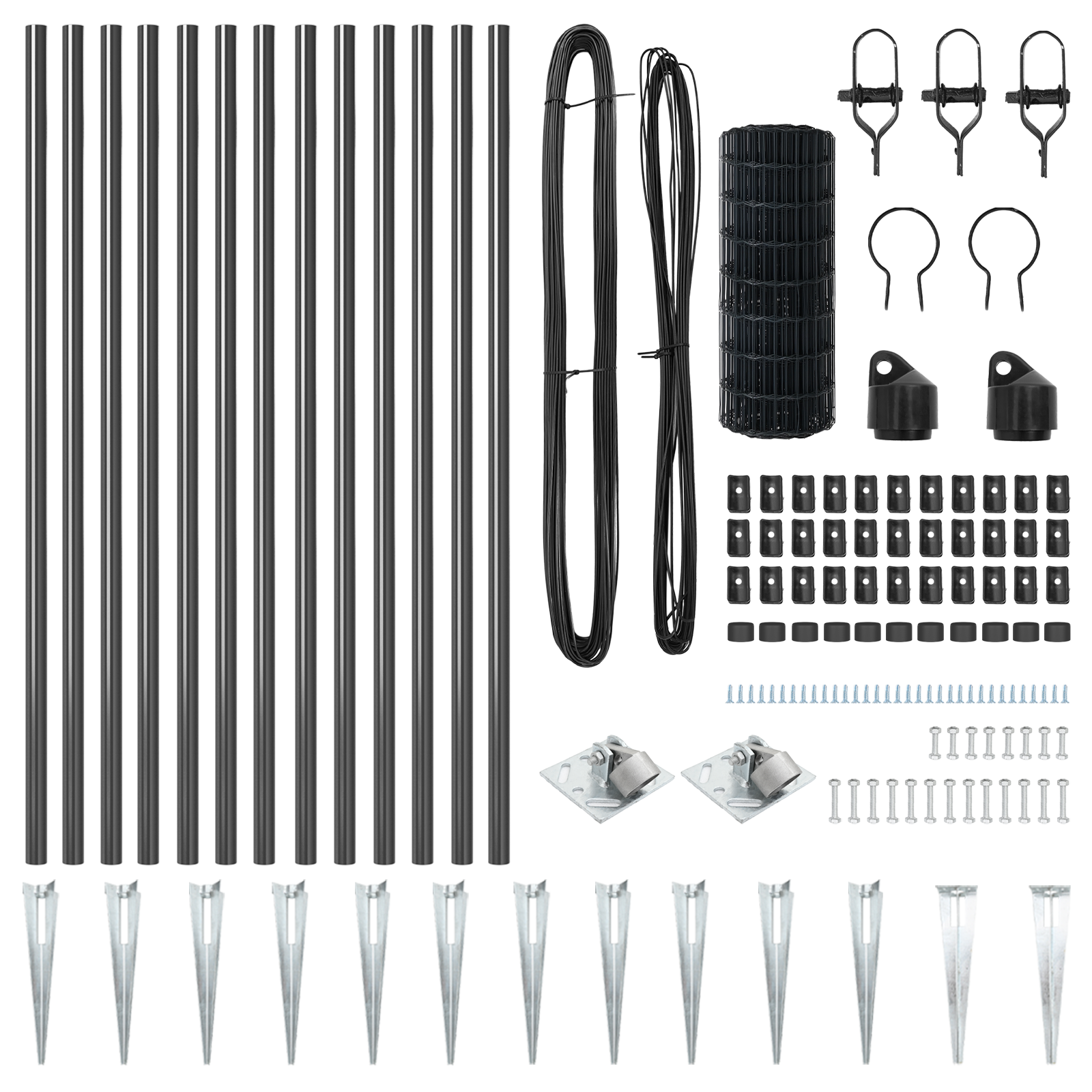 Recinzione Euro con 13 Pali a Punta 0.8x25 m Acciaio Galvanizzato Grigio