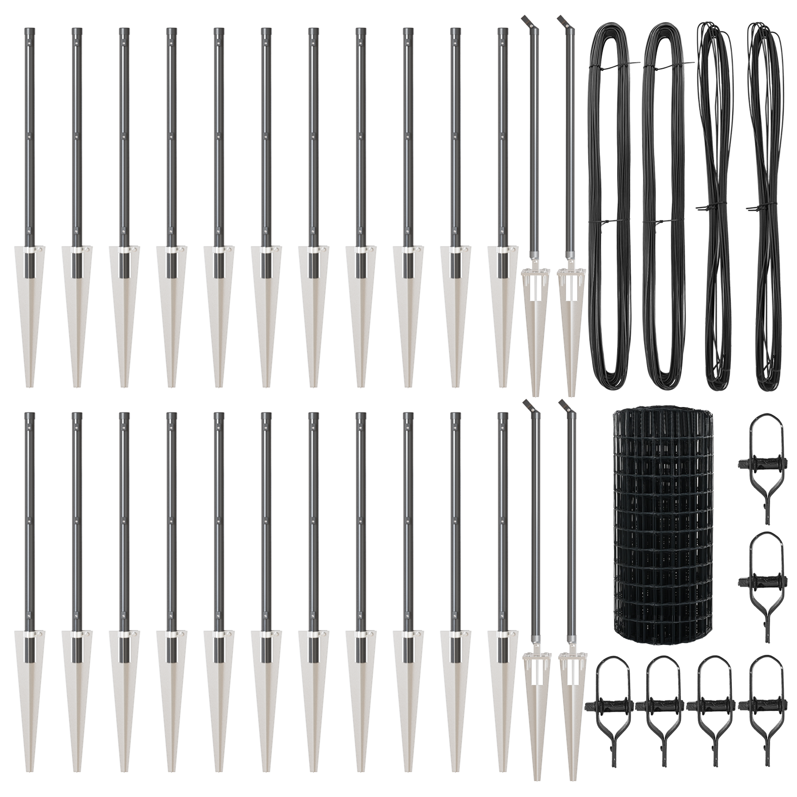 Recinzione Euro con 13 Pali a Punta 0.4x50 m in Acciaio Galvanizzato Grigia