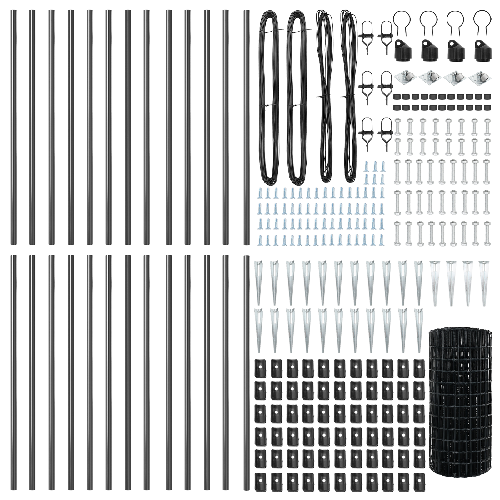 Recinzione Euro con 13 Pali a Punta 0.4x50 m in Acciaio Galvanizzato Grigia