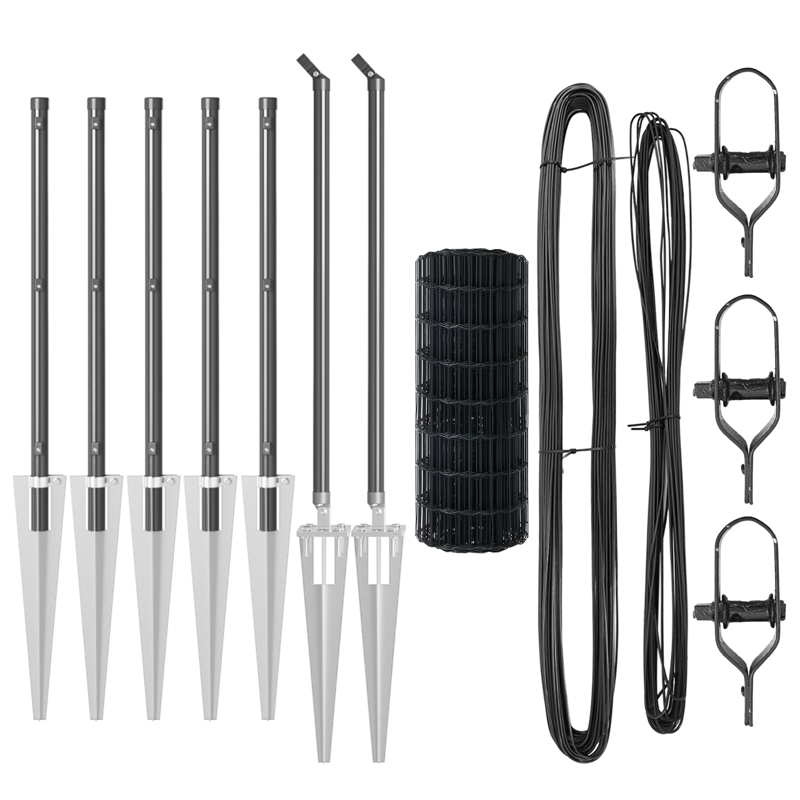 Recinzione Euro con 7 Picchetti a Punta 0,8x10 m Acciaio Zincato Grigio