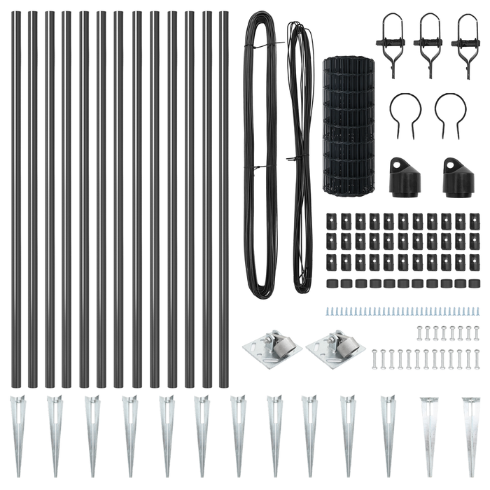 Recinto Euro con 13 picchetti di ancoraggio 0.4x25 m Acciaio zincato Grigio