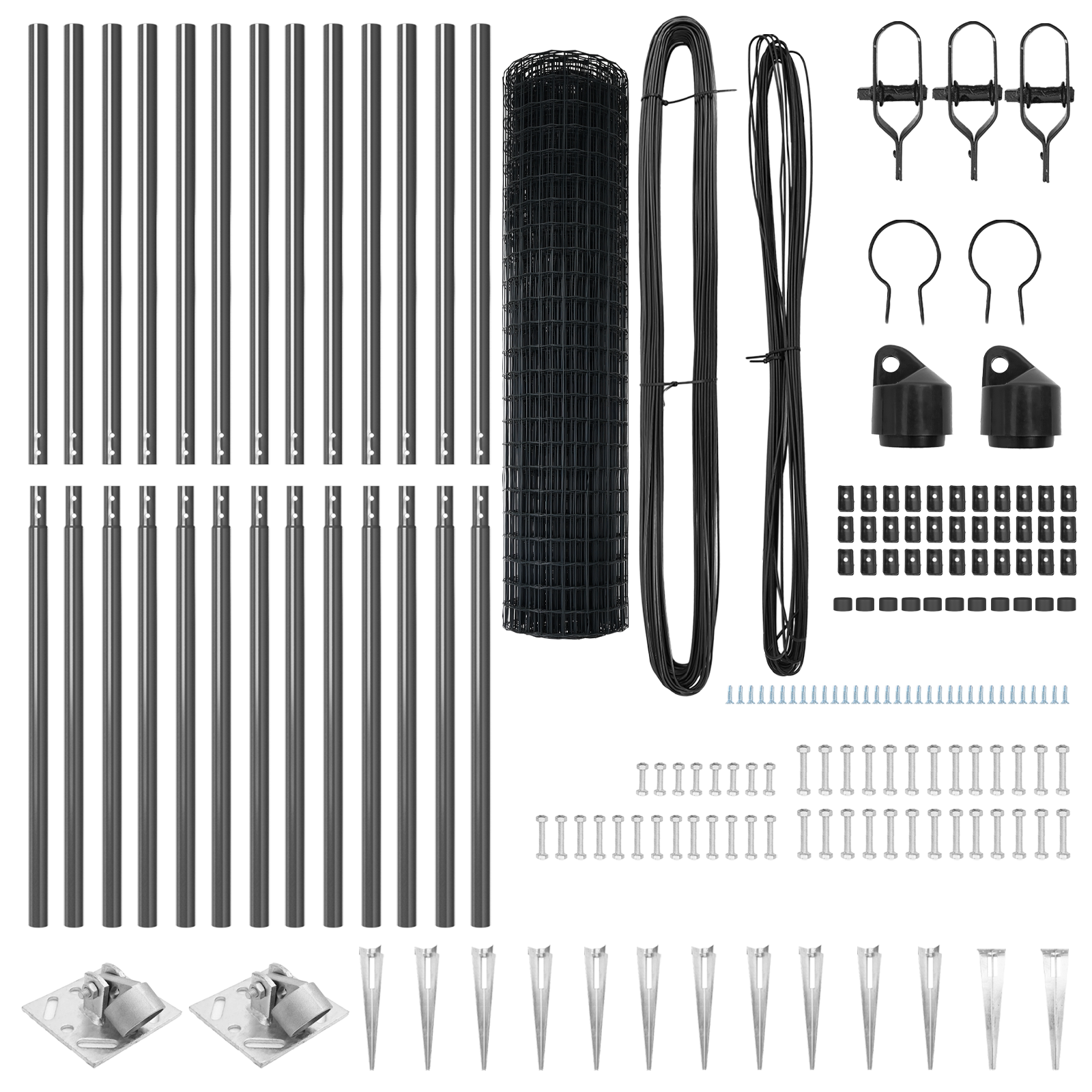 Recinzione europea Set di 2 Grigio Acciaio verniciato a polvere