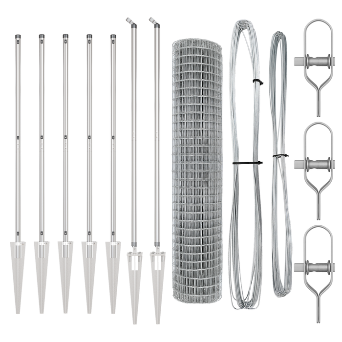 Recinzione Euro con 7 Picchetti 1.5x10 m Acciaio Galvanizzato