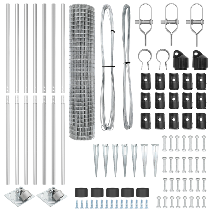 Recinzione Euro con 7 Picchetti 1.5x10 m Acciaio Galvanizzato