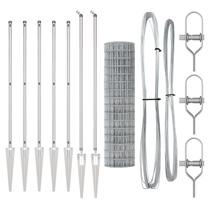 Recinzione Euro con 7 Paletti a Punta 1,2x10 m in Acciaio Zincato