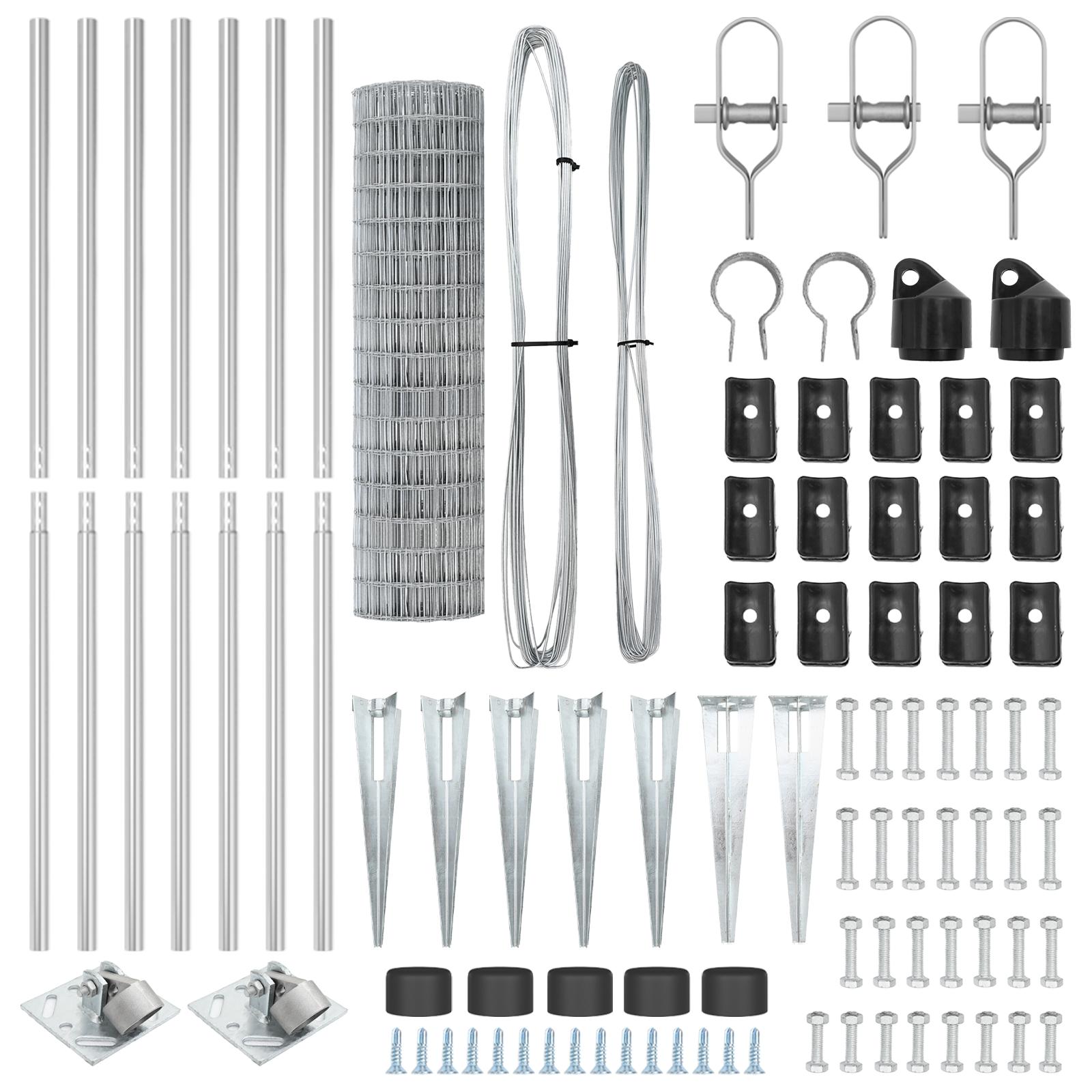 Recinzione Euro con 7 Paletti a Punta 1,2x10 m in Acciaio Zincato