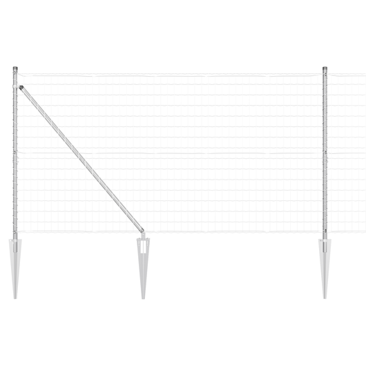 Recinzione Euro con 7 Pali a Punta 1.4x10 m Acciaio Zincato