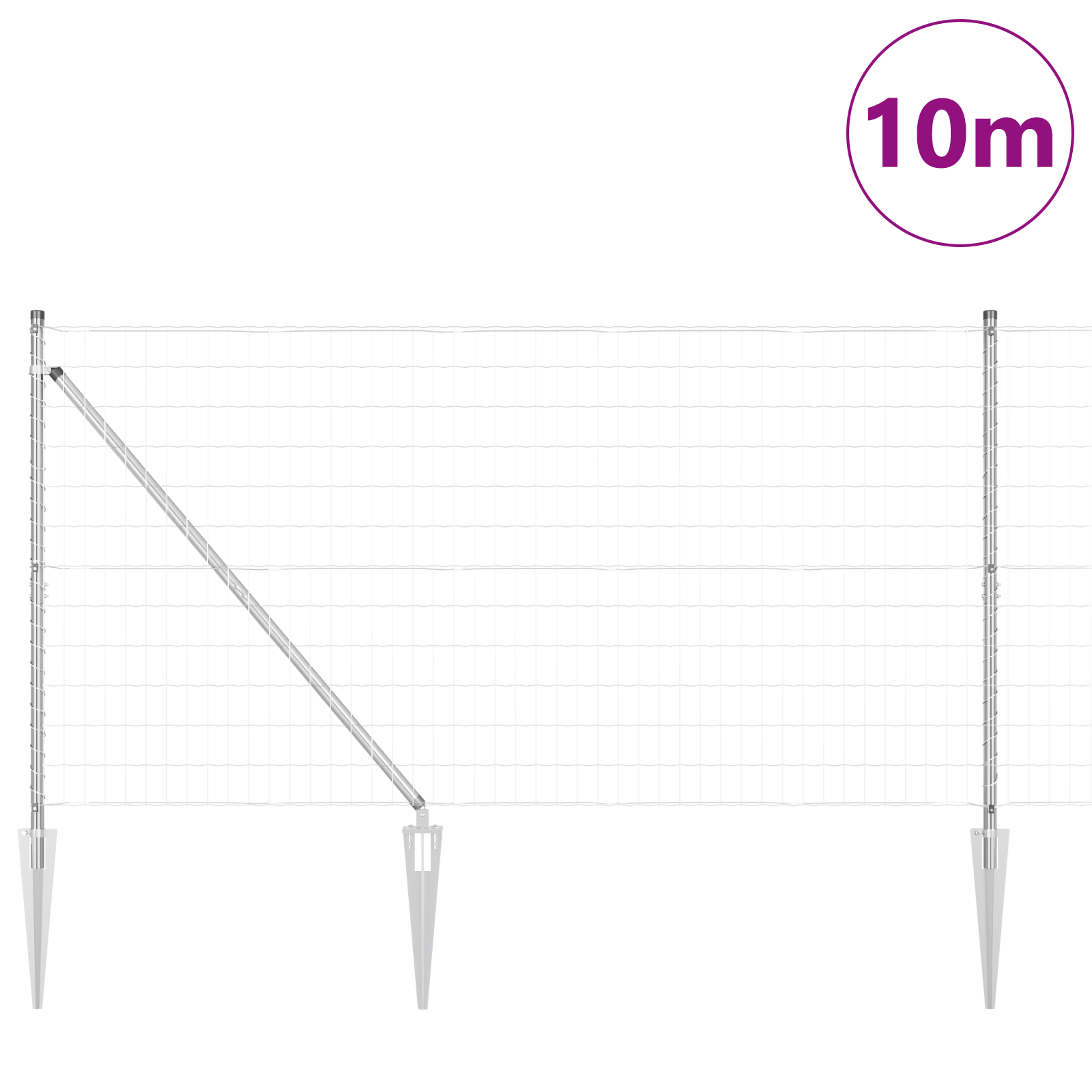 Recinzione Euro con 7 Pali a Punta 1,4x10 m Acciaio Zincato