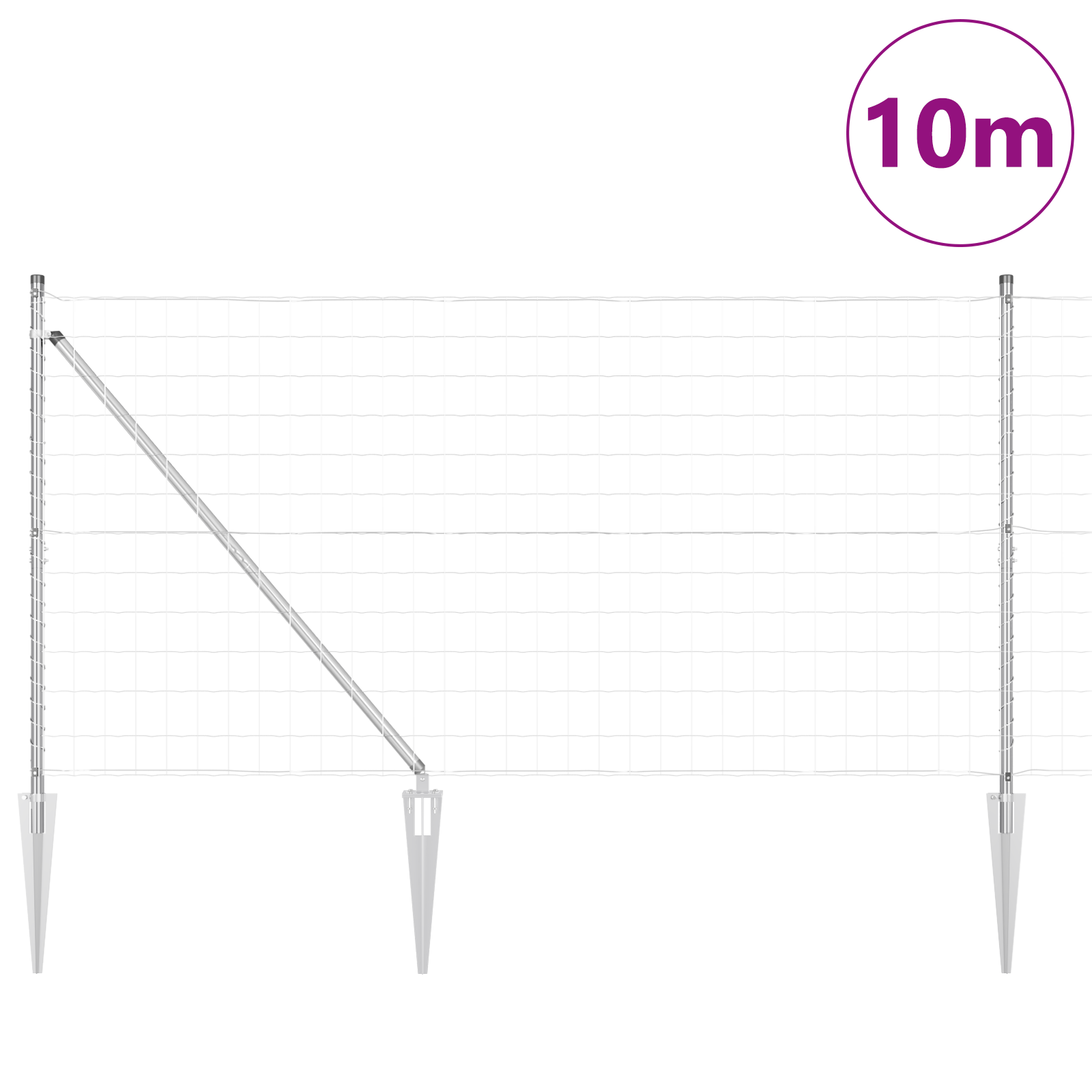 Recinzione Euro con 7 pali a punta 1.2x10 m in acciaio zincato