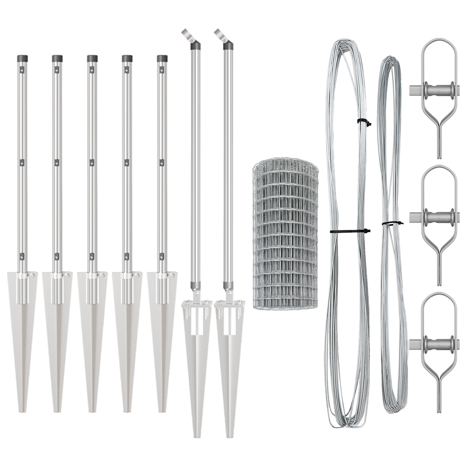 Recinzione Euro con 7 pali a picchetto 1x10 m in acciaio zincato