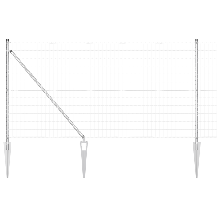 Euro Fence con 13 Picchetti 1x25 m Acciaio Zincato