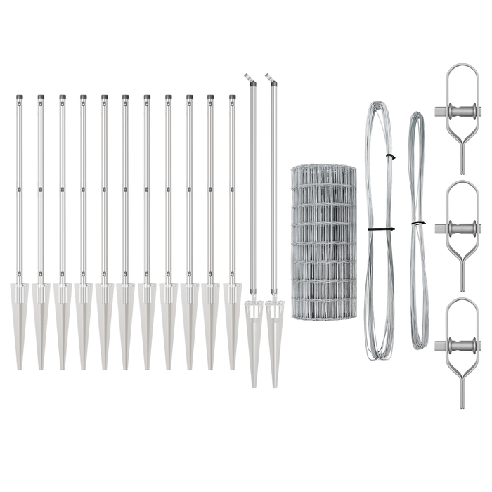 Recinzione Euro con 7 Pali a Punta 0.8x10 m Acciaio galvanizzato