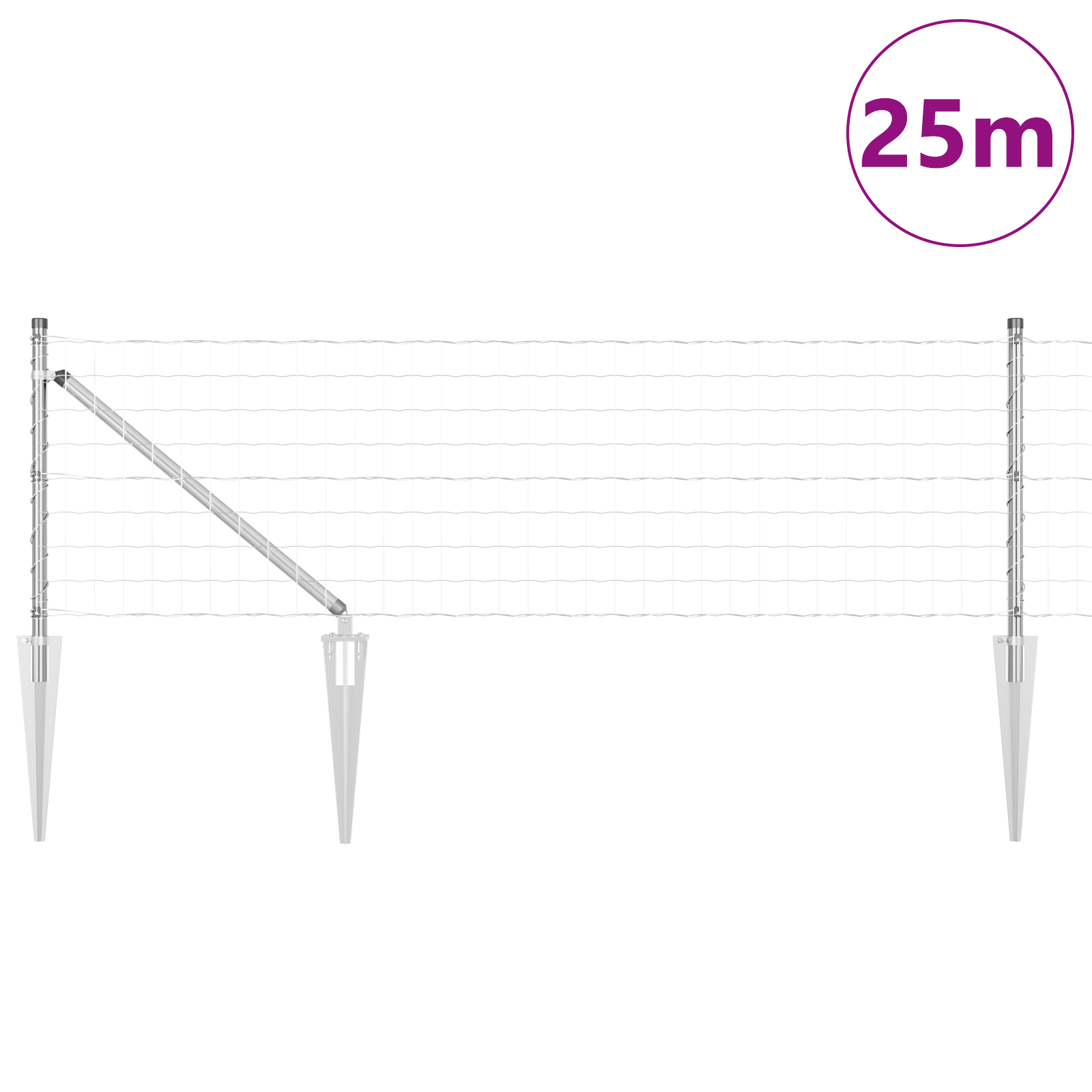 Recinzione Euro con 13 pali a picco 0.8x25 m Acciaio Zincato