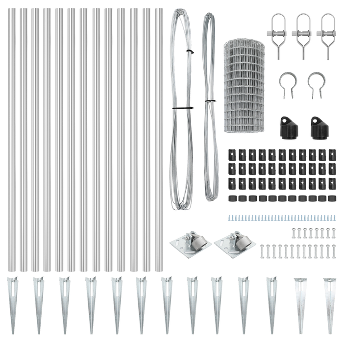 Recinzione Euro con 13 Picchetti 1x25 m Acciaio Zincato