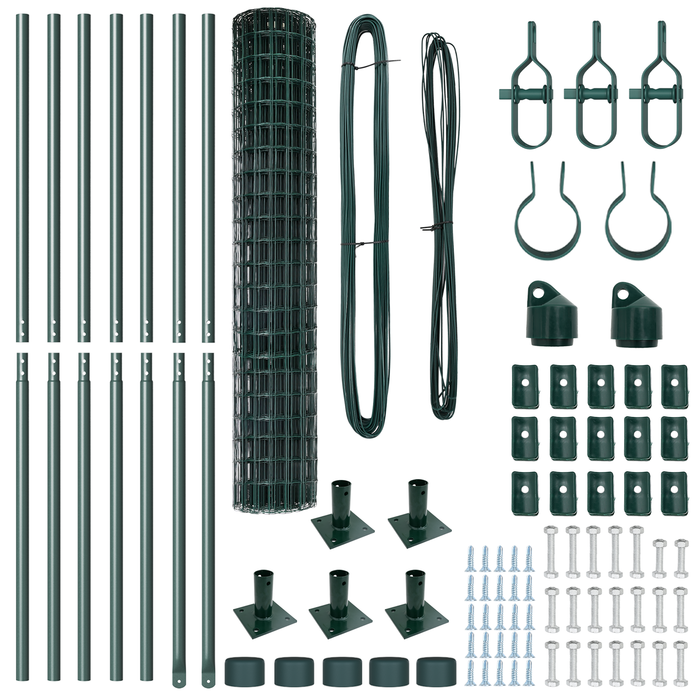 Recinzione Euro con 7 Posti Flangiati 1.4x10 m Acciaio Galvanizzato