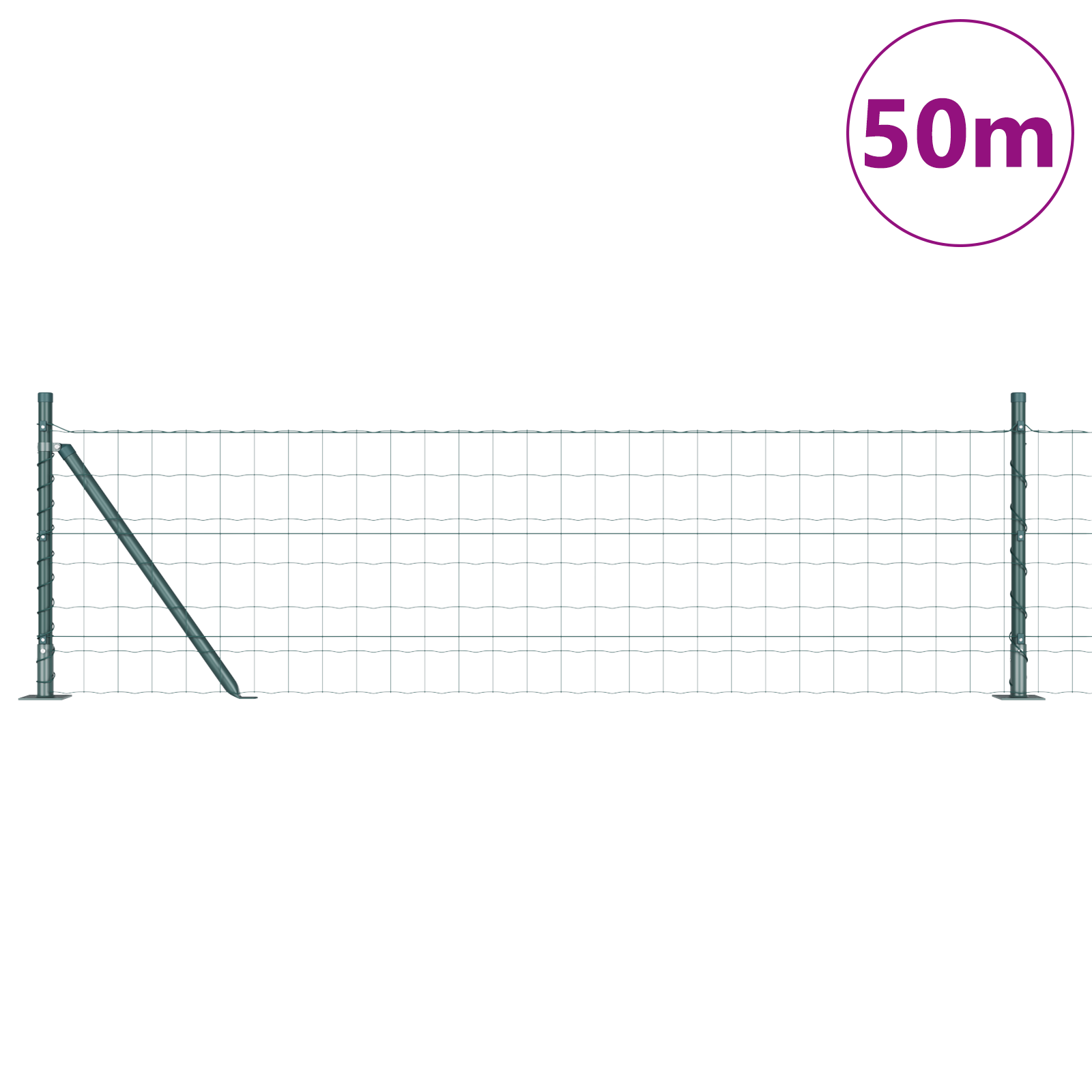 Euro Fence con 13 Pali Flangiati 0.4x50 m Acciaio Zincato