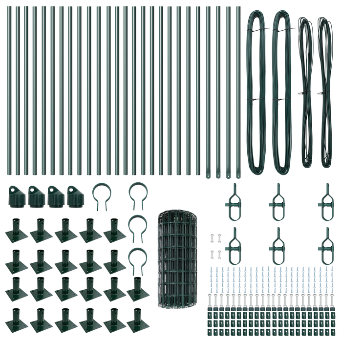 Euro Fence con 13 Pali Flangiati 0.4x50 m Acciaio Zincato