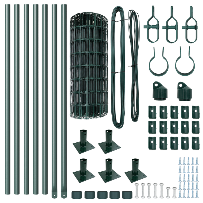 Euro Fence con 7 Pali Flangiati 0.4x10 m Acciaio Galvanizzato