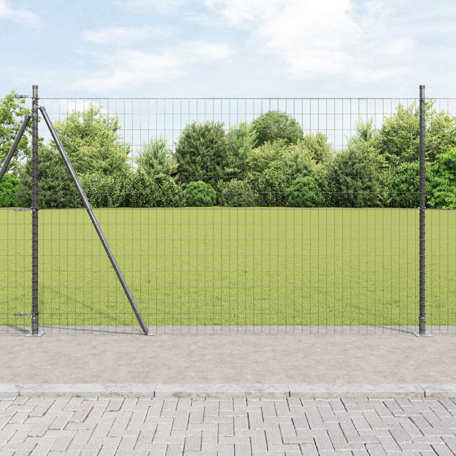 Euro Fence con 7 Posti Flangiati 1.6x10 m Acciaio Galvanizzato