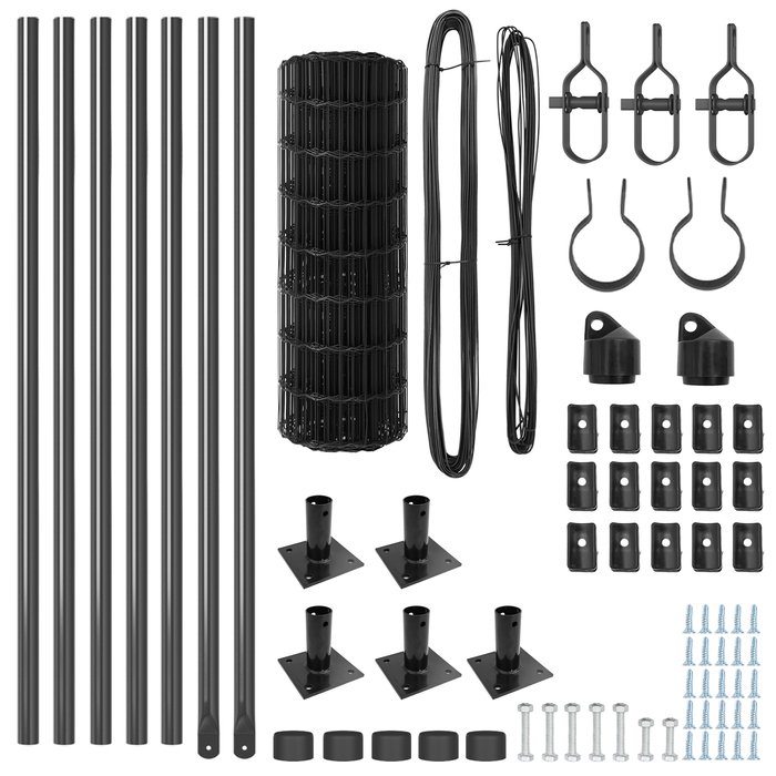 Recinzione Euro con 7 Posti Flangiati 0.4x10 m Acciaio Zincato