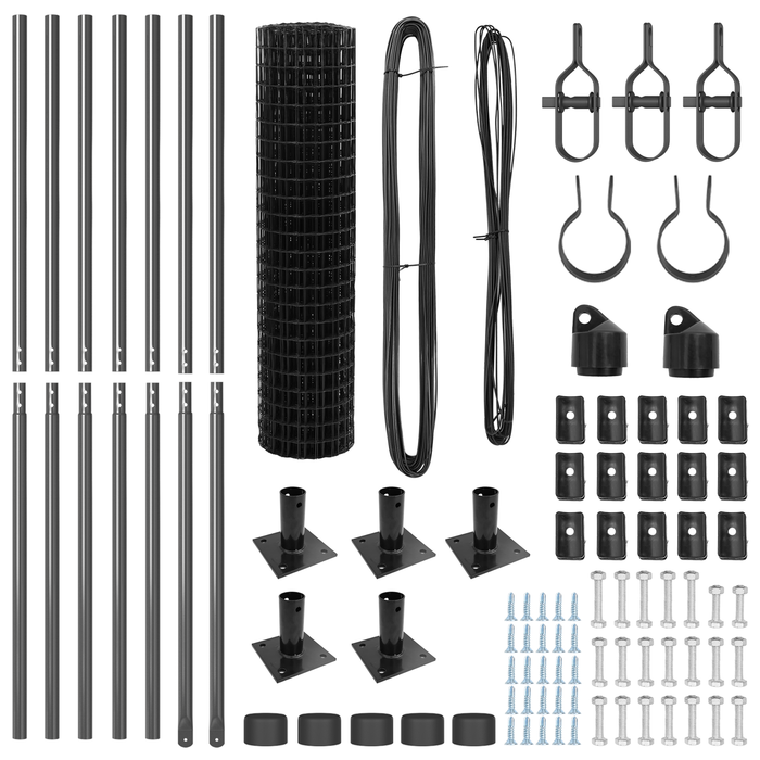 Recinzione Euro con 7 Post Flangiati 0,8x10 m Acciaio Zincato