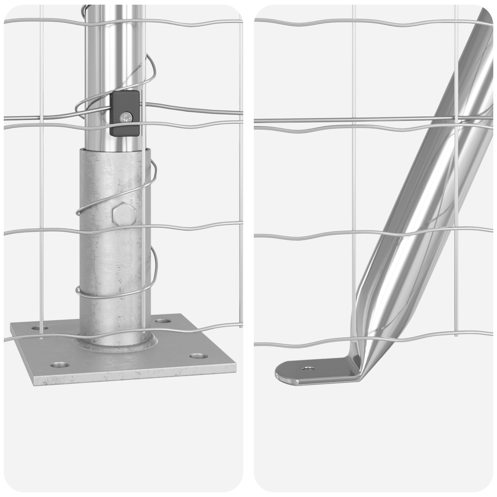 Recinzione Euro con 7 Posti Flangiati 0.6x10 m Acciaio Galvanizzato