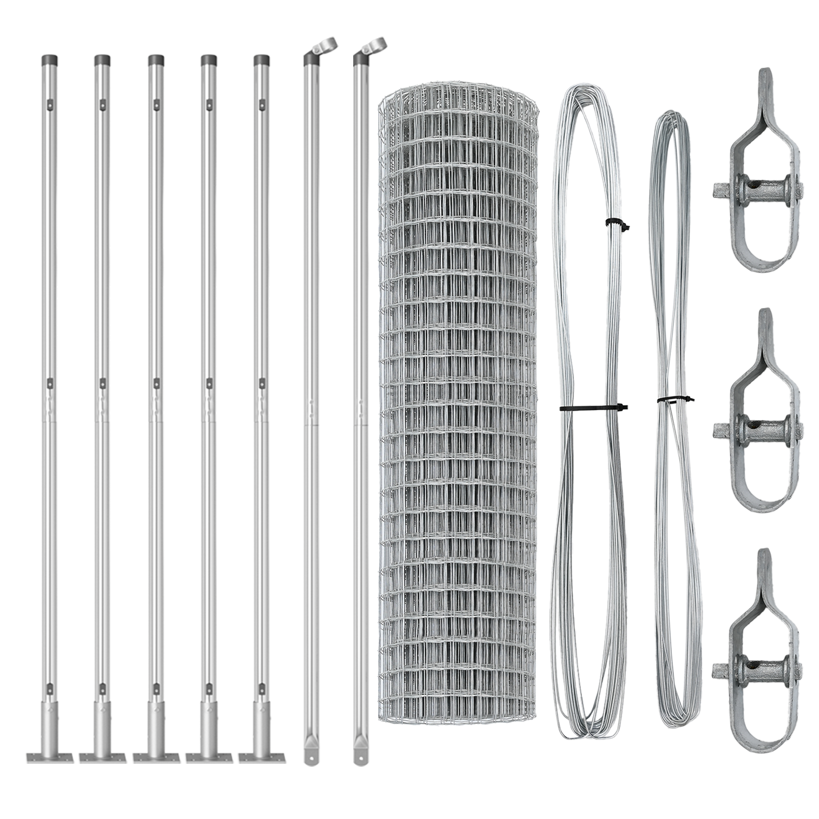 Recinzione Euro con 7 Poste Flangiate 0.8x10 m Acciaio Galvanizzato