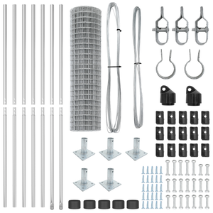 Recinzione Euro con 7 Poste Flangiate 0.8x10 m Acciaio Galvanizzato