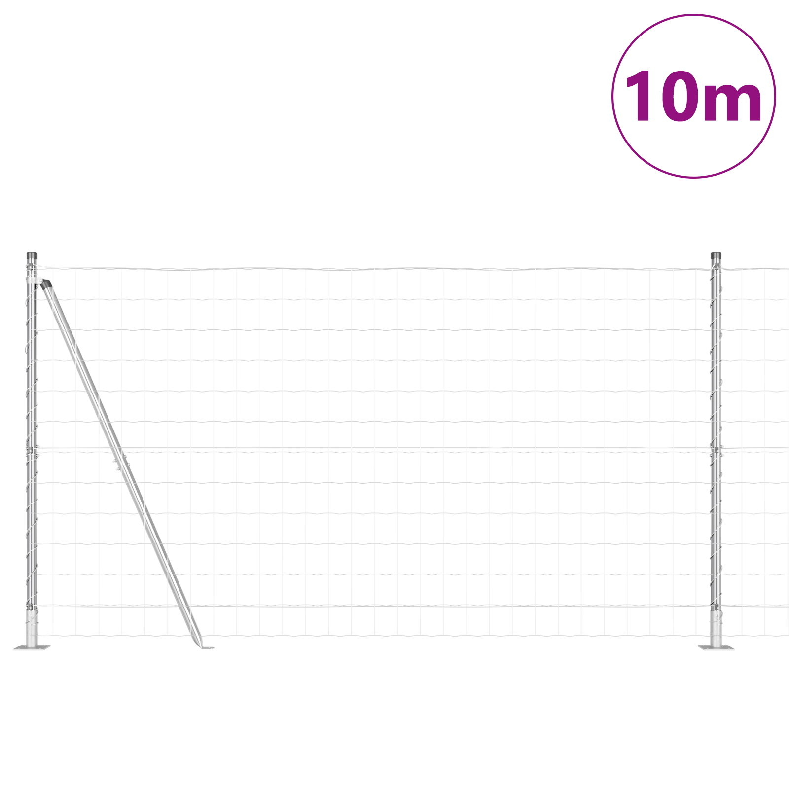 Recinzione Euro con 7 Pali Flangiati 1,2x10 m Acciaio Zincato