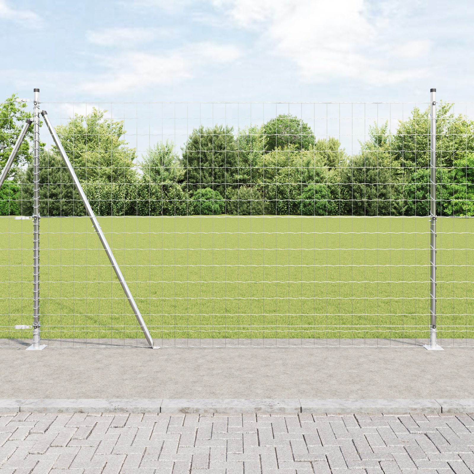 Recinzione Euro con 7 post flangiati 1.6x10 m in acciaio zincato