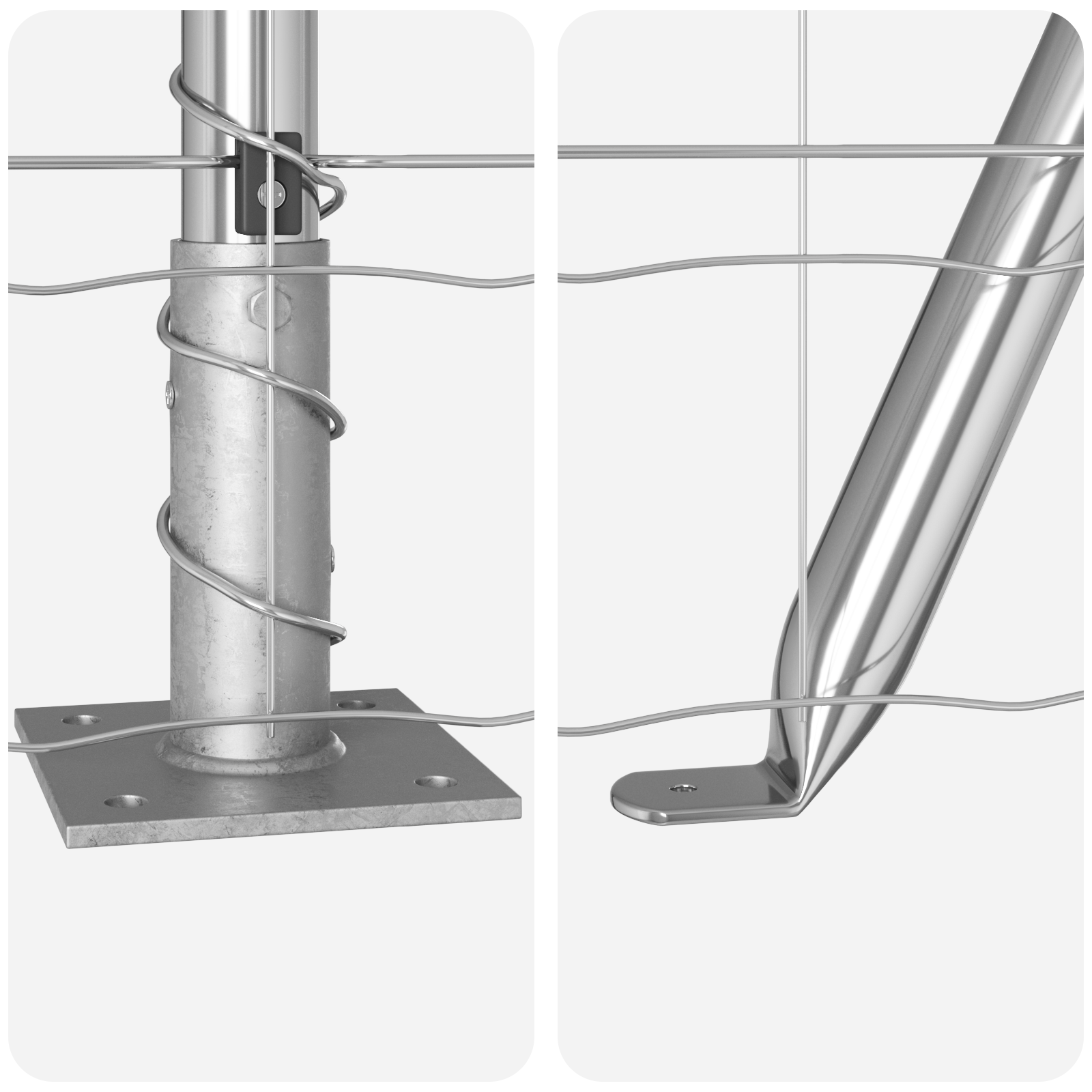 Recinzione Euro con 7 post flangiati 0.6x10 m in acciaio zincato