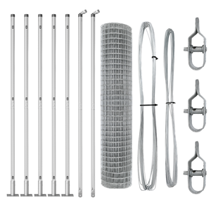 Recinzione Euro con 7 Post Flangiati 1.6x10 m Acciaio Zincato