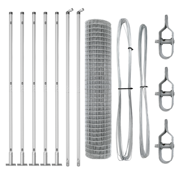 Recinzione Euro con 7 Post Flangiati 1.6x10 m Acciaio Zincato