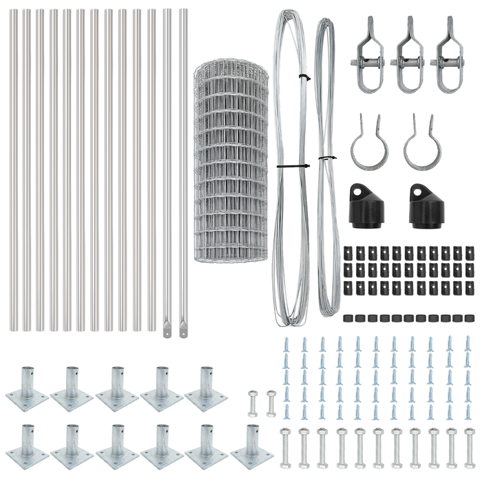 Recinzione Euro con 13 Post Flangiati 0.4x25 m Acciaio Galvanizzato