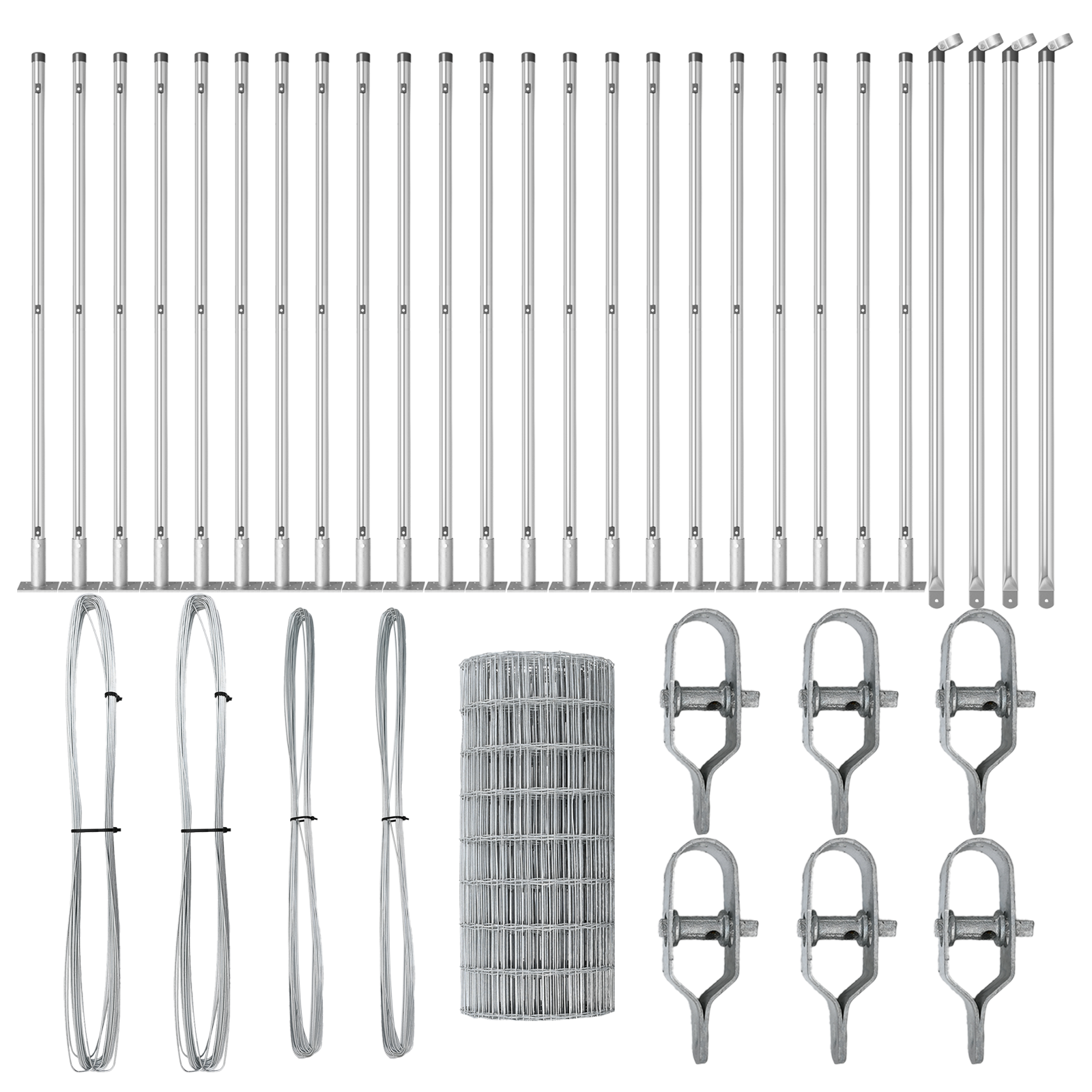 Recinzione Euro con 13 Posti Flangiati 0.6x50 m Acciaio Zincato