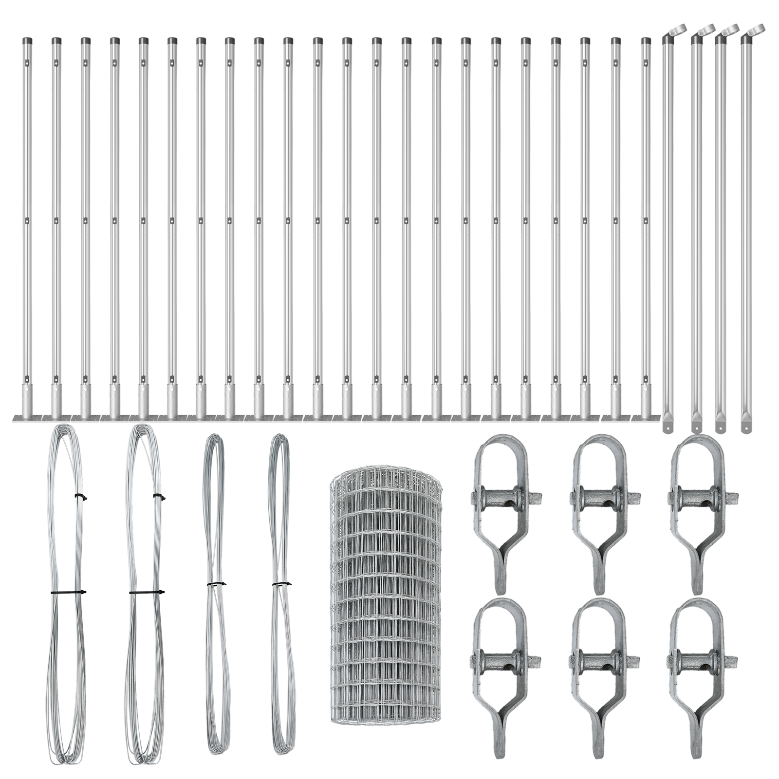 Recinzione Euro con 13 Posti Flangiati 0.4x50 m Acciaio Zincato