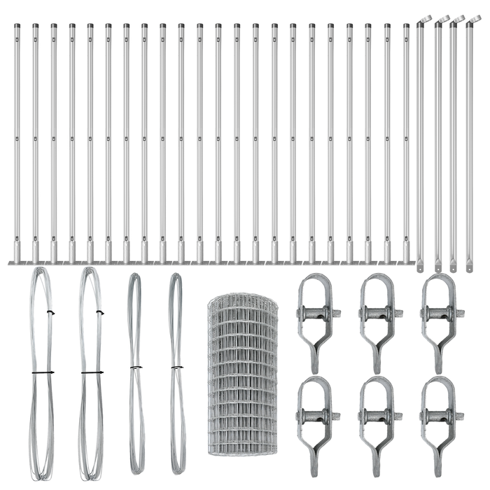 Recinzione Euro con 13 Posti Flangiati 0.4x50 m Acciaio Zincato