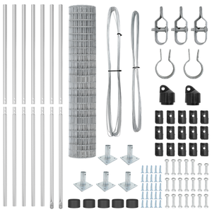 Recinzione Euro con 7 pali flangiati 1,6x10 m in acciaio zincato