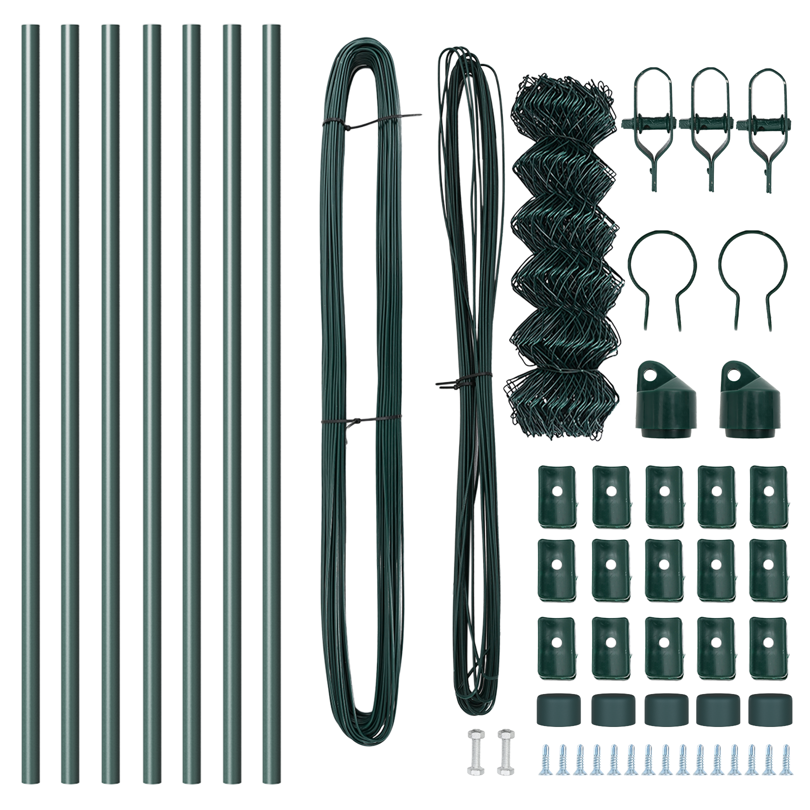 Recinzione a Maglie con 7 Pali 0,4x10 m Acciaio Galvanizzato Verde