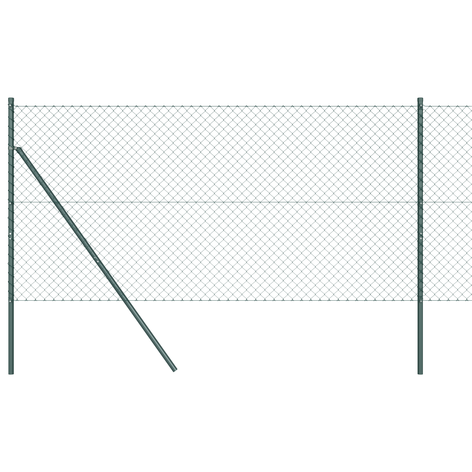 Recinzione a rete metallica con 7 pali 1.4x10 m in acciaio zincato verde