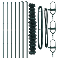 Recinzione a Rete con 7 Pali 1.6x10 m Acciaio Galvanizzato Verde