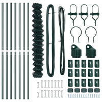 Recinzione a Rete con 7 Pali 1.6x10 m Acciaio Galvanizzato Verde