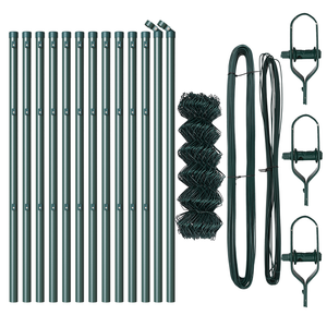 Recinzione a catena con 13 pali 0,4x25 m in acciaio galvanizzato verde