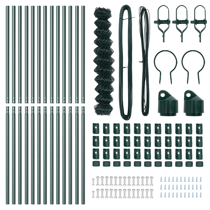 Recinzione in Rete Metallica con 13 Pali 1.4x25 m Acciaio Galvanizzato Verde
