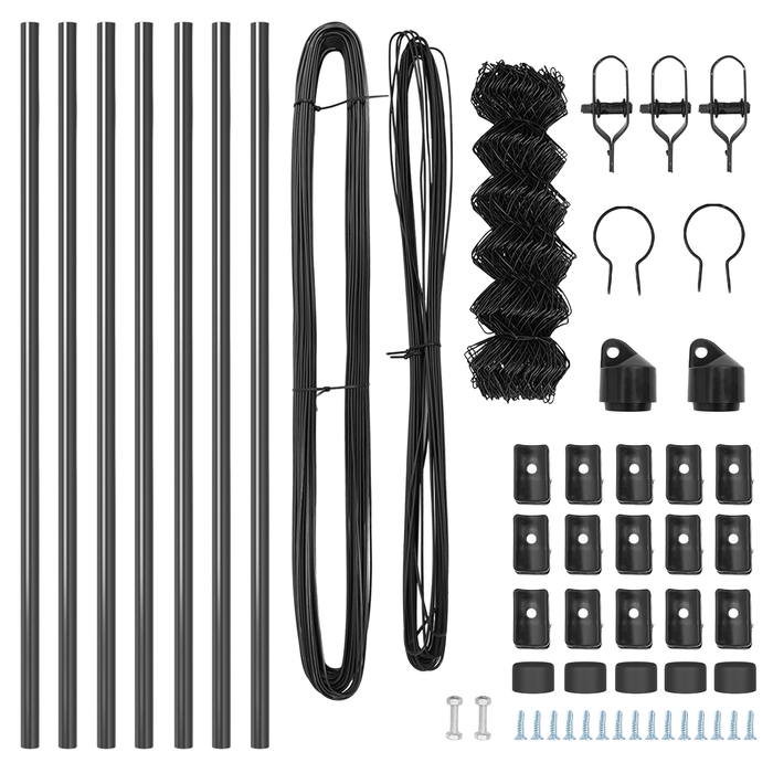 Recinzione a maglia con 7 post 0.4x10 m Acciaio zincato Grigio