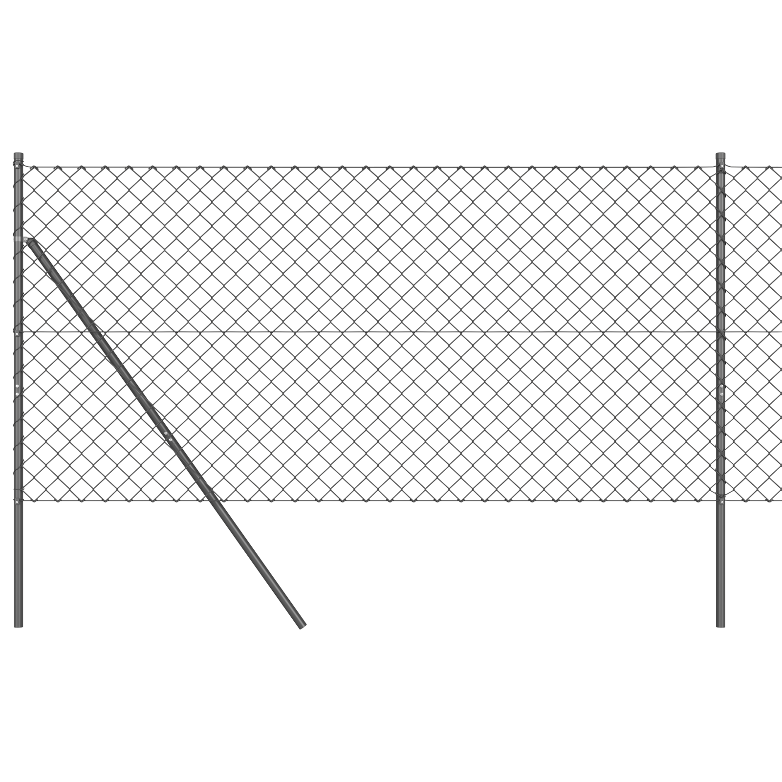 Recinzione a Maglie con 7 Post 1x10 m Acciaio Zincato Grigio