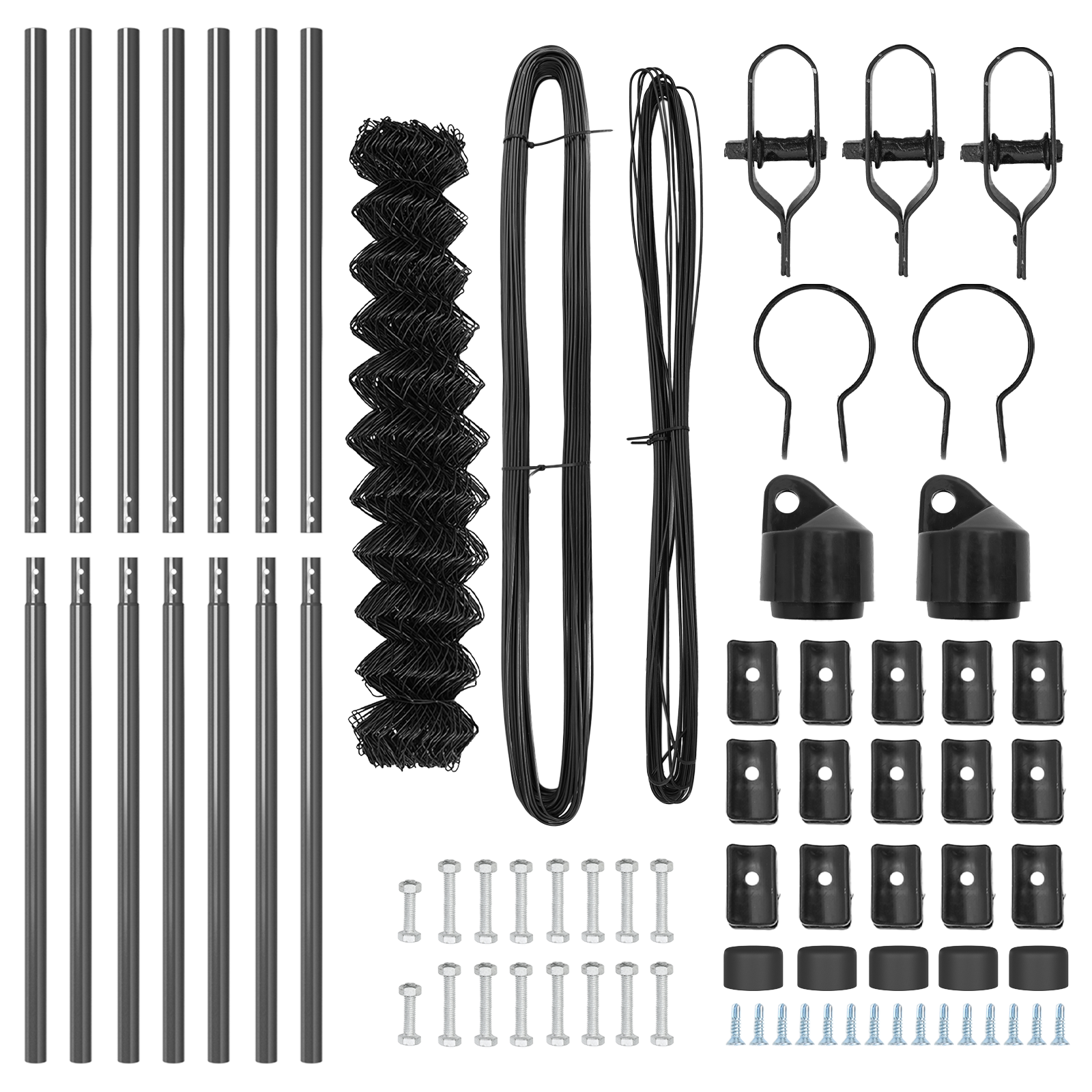 Recinzione a Maglie con 7 Post 1x10 m Acciaio Zincato Grigio