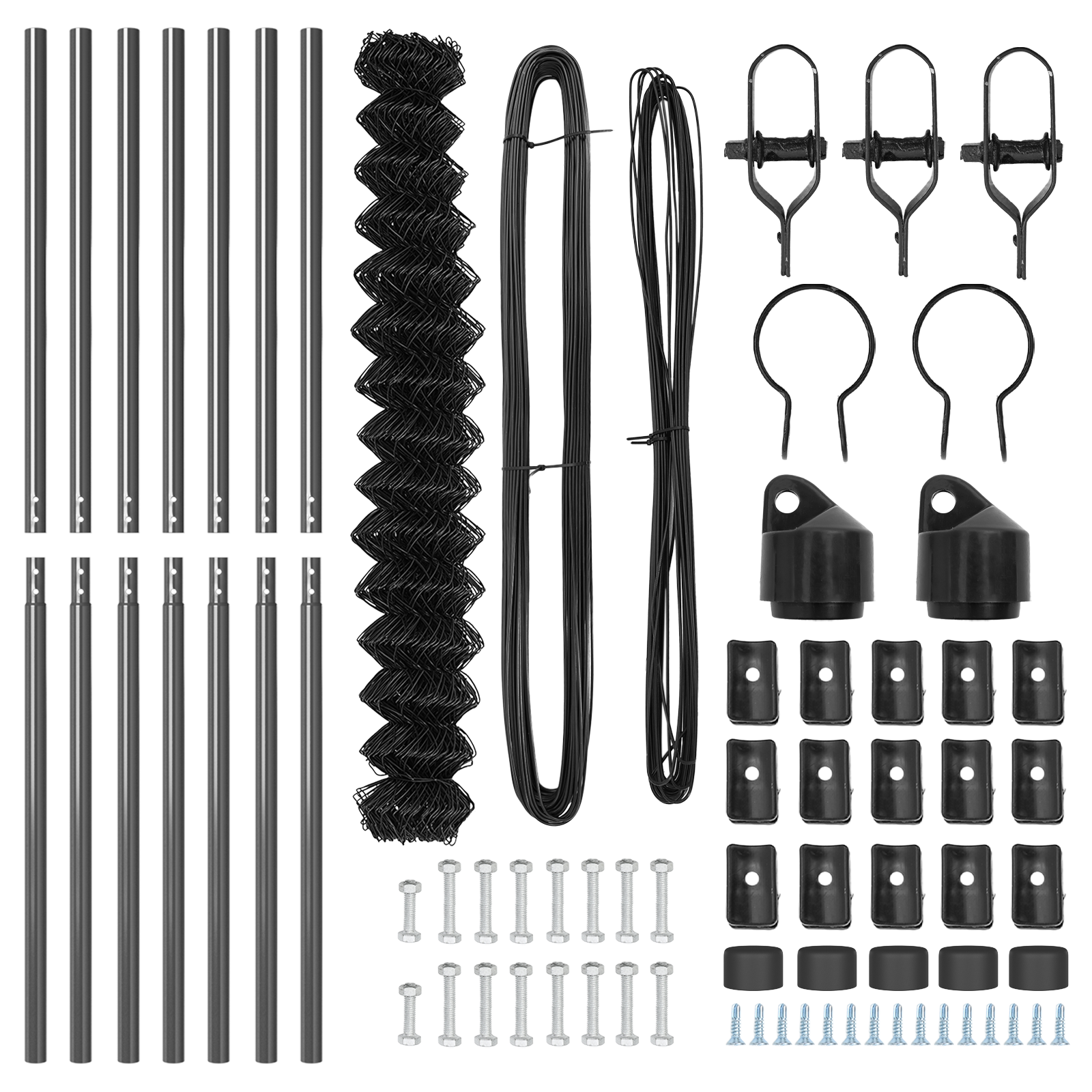 Recinzione a Maglia Metallica con 7 Posti 1,6x10 m Acciaio Zincato Grigio