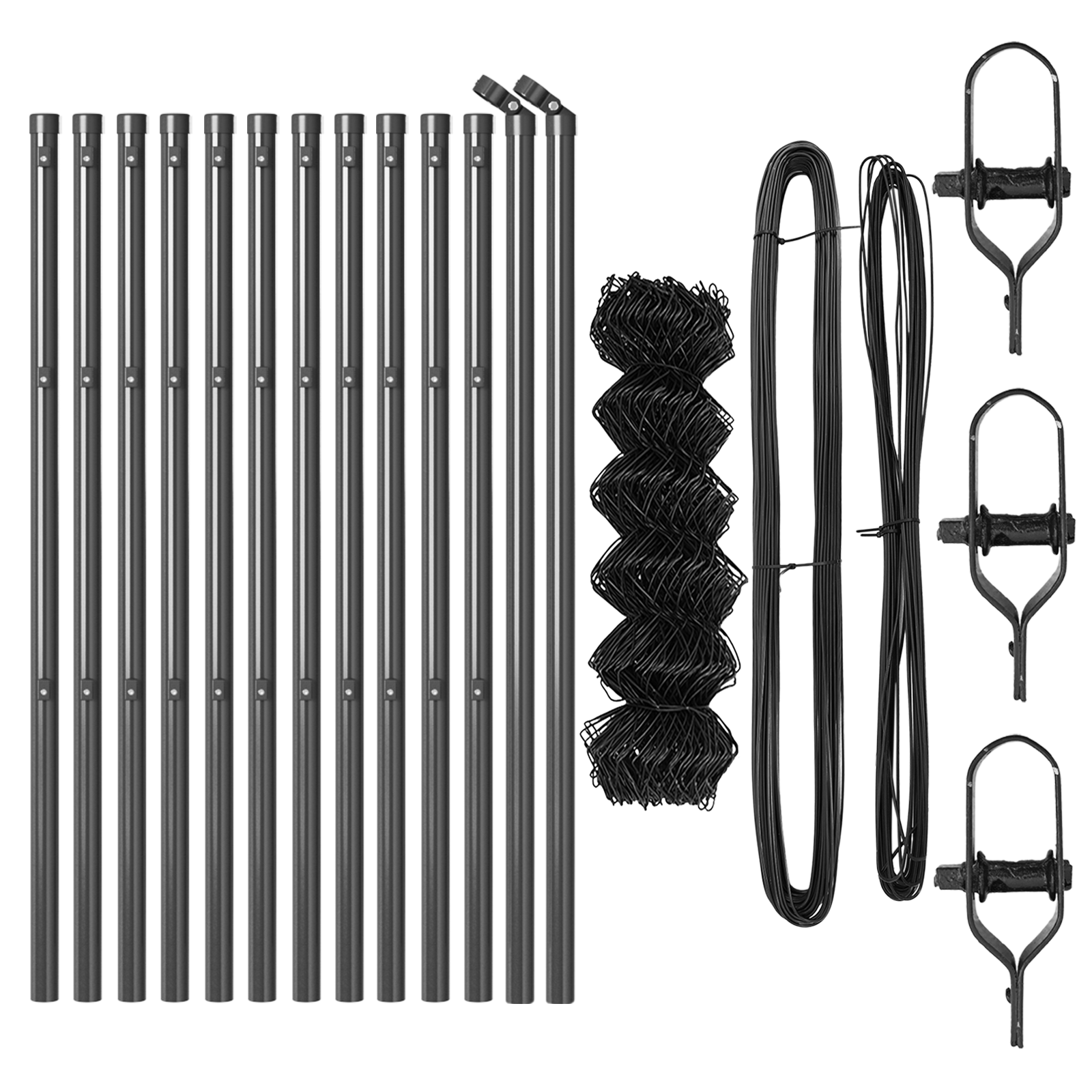 Recinzione a maglie metalliche Grigia Set di 2 Grigio