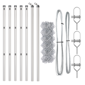 Recinzione a Catena con 7 Pali 0.4x10 m Acciaio Galvanizzato